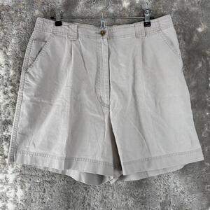 LL Bean Plus Size 18 Flat Front Casual Chino Shorts Gray Button Zip Pocket